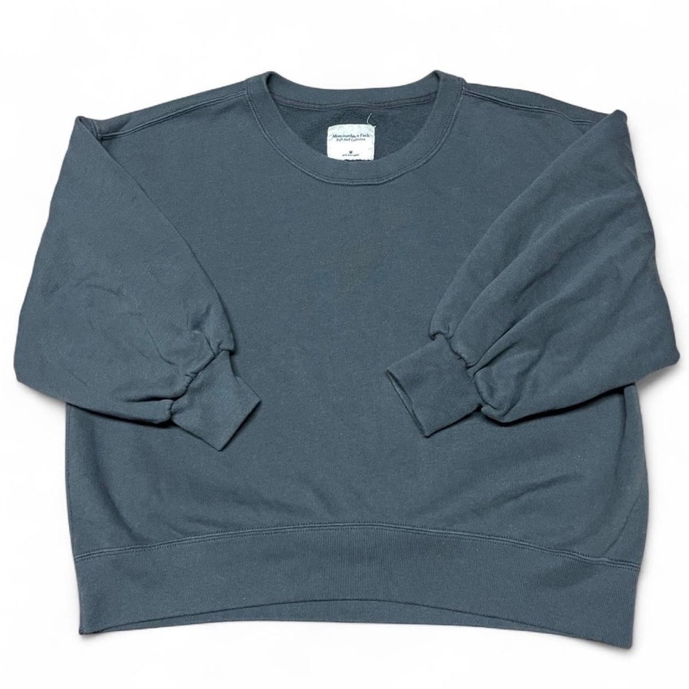 Abercrombie & Fitch Soft AF Collection Slate Crewneck Sweater w/ Puffy Sleeves